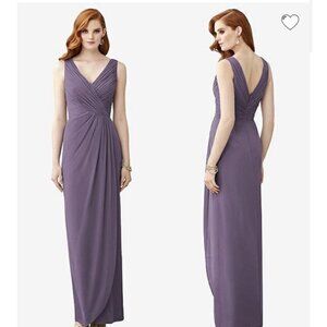 Dessy  Chiffon Pleated V-Neck Sleeveless Gown Dress For Women